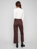 Charlie B Cropped Wide Leg Twill Pants