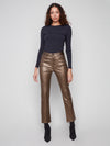 Charlie B Slim Leg Metallic Twill Pants