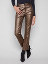 Charlie B Slim Leg Metallic Twill Pants