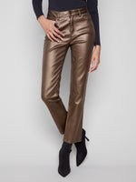 Charlie B Slim Leg Metallic Twill Pants