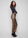 Charlie B Slim Leg Metallic Twill Pants