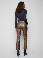 Charlie B Slim Leg Metallic Twill Pants