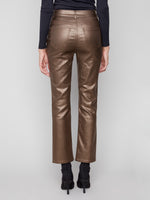 Charlie B Slim Leg Metallic Twill Pants