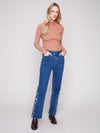 Charlie B Straight Leg Jeans w/Embroidery