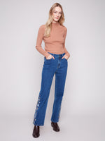 Charlie B Straight Leg Jeans w/Embroidery