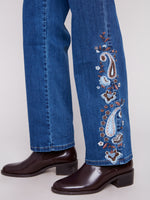 Charlie B Straight Leg Jeans w/Embroidery