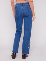 Charlie B Straight Leg Jeans w/Embroidery