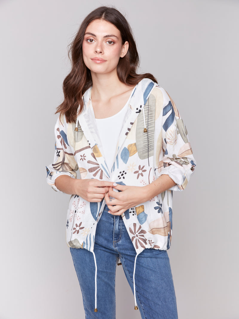 Charlie B Cactus Print Linen Coat