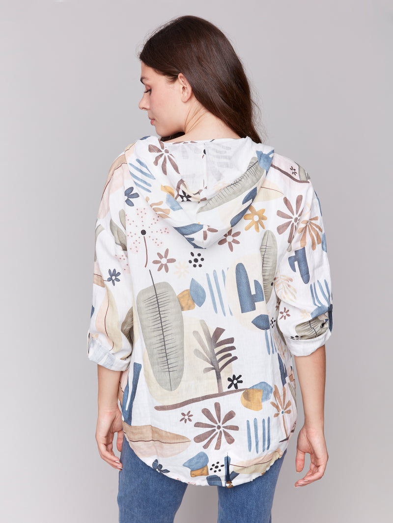 Charlie B Cactus Print Linen Coat