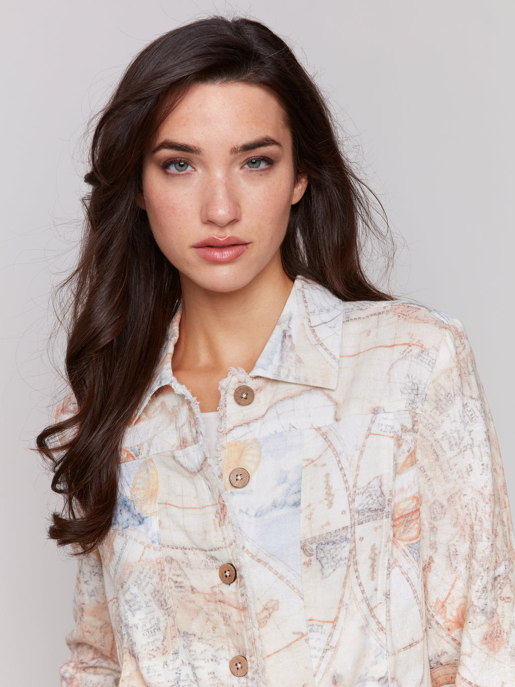 Charlie B Linen Printed Jacket