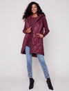 Charlie B Diamond Quilted Long Vest w/Hood