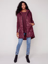Charlie B Diamond Quilted Long Vest w/Hood