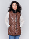 Charlie B Quilted Faux leather Long Vest