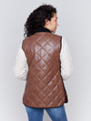 Charlie B Quilted Faux leather Long Vest