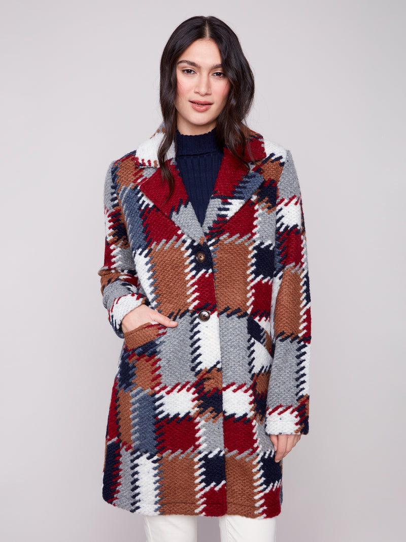 Charlie B Printed Knit Fall Jacket