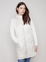 Charlie B Long Quilted Pearlized Vest