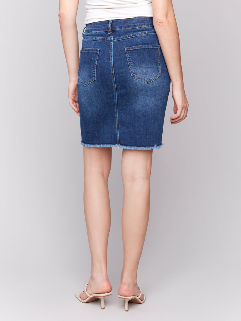 Charlie B Frayed Hem Denim Skort