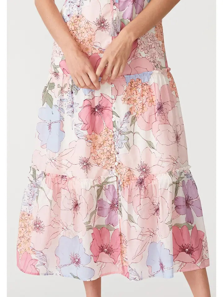 Love Stitch Floral Tiered Maxi Dress