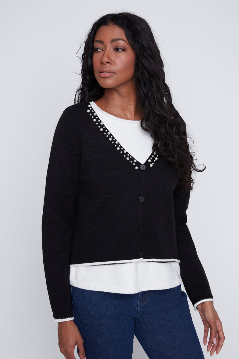 CYC Fooler 2 PC. Sweater Set w/Pearls