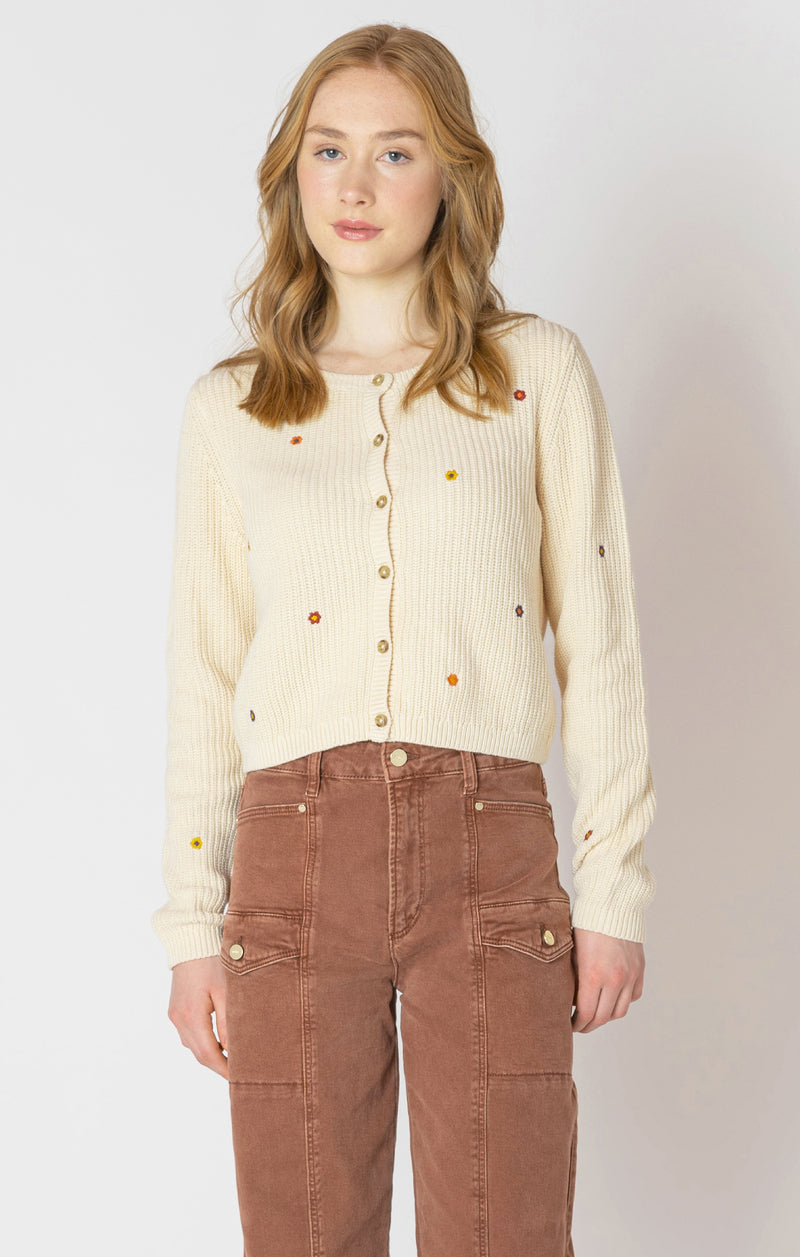 Dex Cardigan with Mini Floral Embroidery