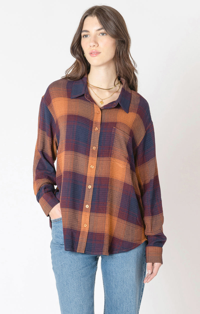 Dex Textured Plaid Blouse