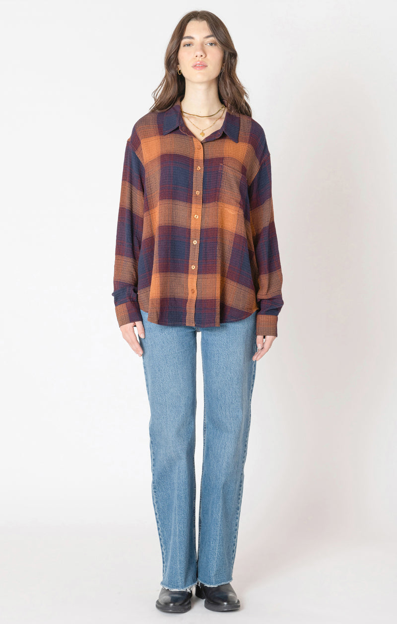 Dex Textured Plaid Blouse