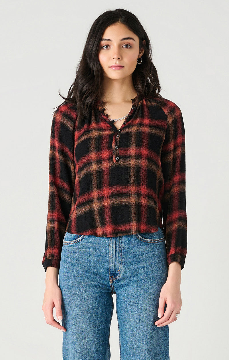 Dex Textured Plaid Blouse