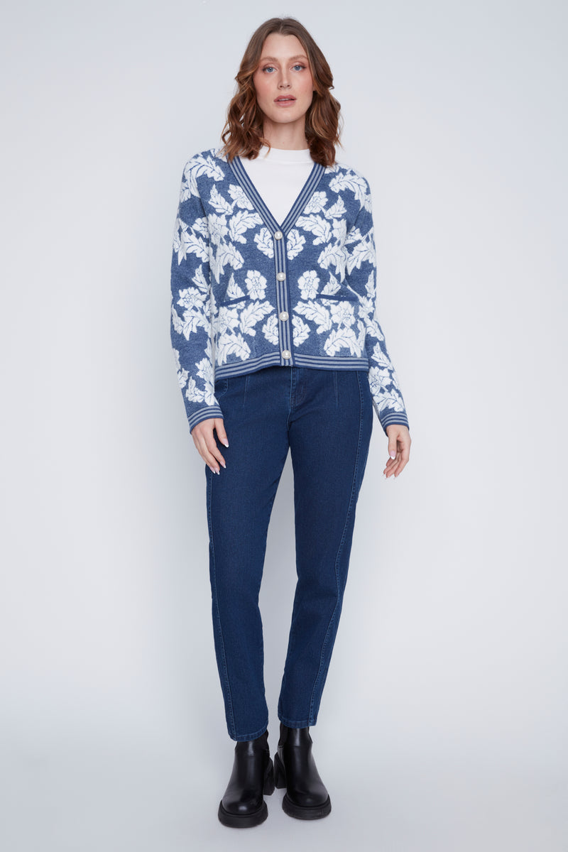 CYC Cardigan w/Leaf Print