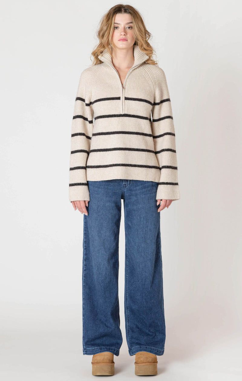 Room 34 Striped 1/2 Zip Sweater
