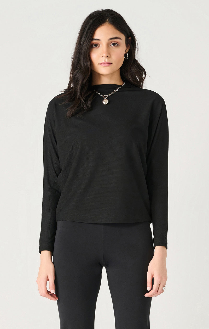 Dex Mock Neck Ribbed Top