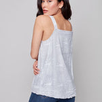 Charlie B Square Neck Floral/Pineapple Linen Cami