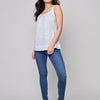 Charlie B Square Neck Floral/Pineapple Linen Cami