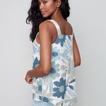 Charlie B Square Neck Floral/Pineapple Linen Cami