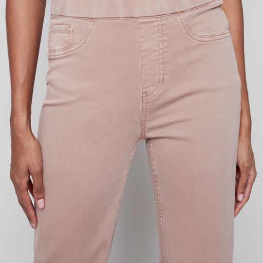 Charlie B Pullon Cropped Pant w/Side Button Detail